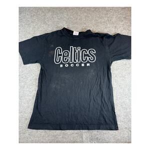 Vintage Celtics Soccer Shirt Mens Large Black Graphic Tee Football Sportswear